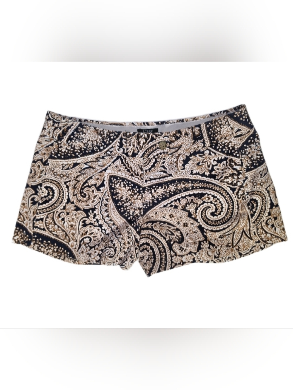 J. Crew Women's Paisley Print Shorts - Black & Cream 2